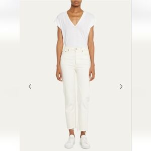 || RE/DONE || Stove Pipe 70's button fly ankle length stretchy off white sz 26